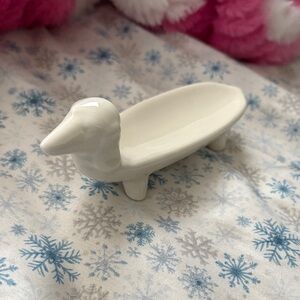 Not Rated White Ceramic Dachshund Jewelry Holder